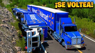 ¡CAMIÓN SE VOLTEA CON TRIPLE REMOLQUE DE WALMART! | American Truck Simulator