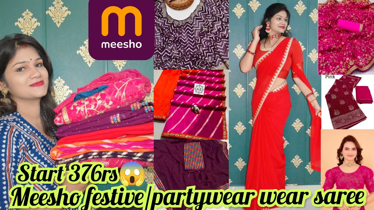 Meesho Festive Partywear Saree Haul Trending Affordable Saree