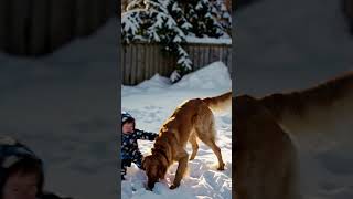 Baby's First Snow Play #cute #baby #dog #shorts #winter #animals #viralvideo #viralshorts #doglover