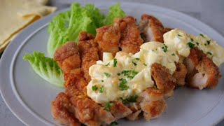 【きょうのおかずにしたい♡鶏のパリパリ焼きレモンタルタルソース】「最強病みつきチキン♪」「まるめし」 |  Crispy grilled chicken