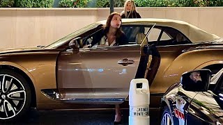 Beautiful Lady In A Brown Bentley at the Hotel | Super Cars in Monaco #monaco #supercars #money