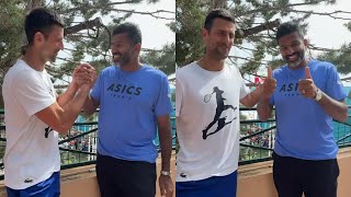 Djokovic's Reaction When Rohan Bopanna Came to Surprise and Meet Him after Practice Monte Carlo 2024
