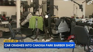 Driver crashes into barbershop, injuring 3