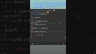 Sum of array element in c program 🥰| runtime program |1D array #RKgPrograms