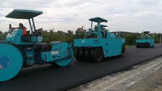 Asphalt paving procedure  , PTR roller compaction and finishing Highway construction  #construction