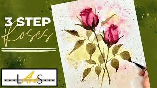 How to Paint a Rose in 3 EASY STEPS! Rose Watercolor Painting! Rose Picture! Rose Painting! Rose!