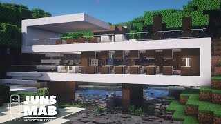 Minecraft : Modern House Tutorial ｜How to Build a River House in Minecraft (#137)