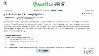 Java Practice It | Exercise 5.21: swapDigitPairs | if, else, Boolean logic, method basics, return