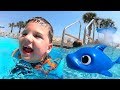 Kids Swimming With Baby Shark Toys in GIANT Swimming Pool! Caleb Pretend Play