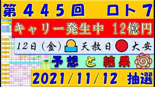 第445回 ロト7予想　2021年11月12日抽選