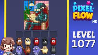 Pixel Flow Level 1077 Solution Walkthrough