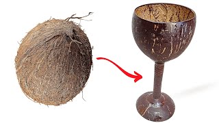Making a Wine Glass using coconut shell | biddi's creativity | How to make Wine Glass