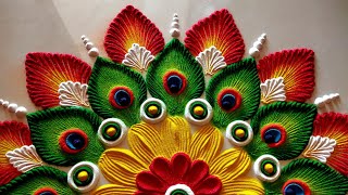 Big Diwali & dhanteras rangoli|| durga puja rangoli designs. Festival rangoli. Peacock rangoli.