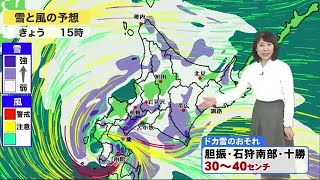 【北海道の天気 3/15(火）】冬に逆戻り　太平洋側は40センチのドカ雪か (22/03/15 12:00)