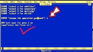 SELECT CASE statement Arithmetic operators menu base program (q-basic)