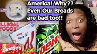 American Reacts to  "American foods that are ILLEGAL in other Countries" *SHOCKING*