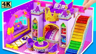 Building Amazing Purple Luxury Castle with Rainbow Slide from Cardboard ❤️ DIY Miniature House