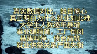 大学生就业为何这么难，整理对比几年数据，真正明白就业供需如此失衡的环境下，怎能不难，一方面大学生不断暴增，一方面社会大环境艰难下，就业岗位不断压缩，矛盾不断加剧，不知要难多少年？#中国万花筒