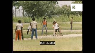 1970s, 1980s St Lucia, Children Playing Cricket In Field, 35mm