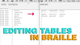 Tables in BrailleBlaster (5 of 5)