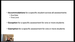 Accommodations, exceptions, exemptions