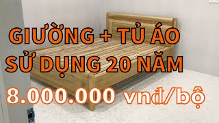 Combo Nội Thất Phòng Ngủ Cực rẻ Giường ngủ gỗ sồi và tủ áo gỗ mdf giá chỉ 8.000.000 vnđ