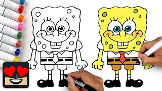 How To Draw Spongebob Squarepants | Draw & Color Tutorial