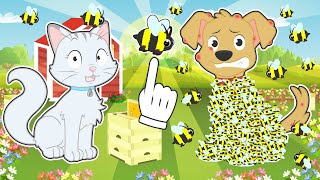 O Cão  Max e a Gata Kira enfrentam as abelhas! 🐝🙀 Aprenda a curar picadas de abelha