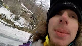 Snowboarding down 1000FT Elevation on Asphalt and ice (Signal MTN, TN W road)