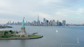 Aerial Drone shot of Statue of Liberty 06.12.2019 03w