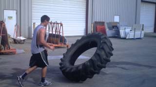 GH QB - John Nassif Flipping 300lb Tire!