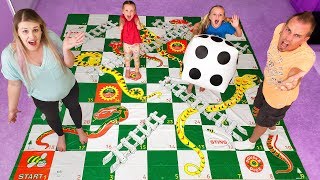 Giant Board Game Challenge Playing Giant Snakes and Ladders!!