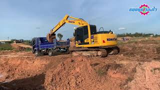 รถแม็คโคร KOMATSU  PC 130 ตักดินใส่รถบรรทุกหกล้อ | ชินกฤช ว่องไว