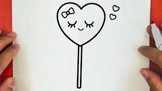 كيف ترسم مصاصة كيوت وسهلة خطوة بخطوة / رسم سهل / تعليم الرسم للمبتدئين || Cute Lollipop Drawing