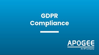 GDPR Compliance with Apogee | Apogee Corporation | Managed IT Services | GDPR | Data Security
