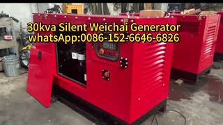 Original Weichai Power 24kw 30kva Silent low noise soundproof diesel generator Canopy Generator set