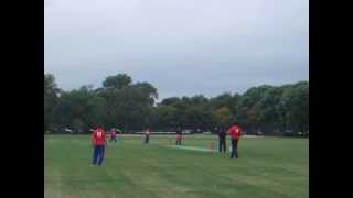 Mervyn Dillon bowling against US Tigers in Unity Cup