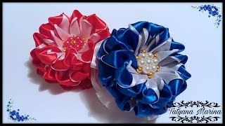 Flowers from a satin ribbon 2.5cm🌼Kanzashi MK🌼DIY