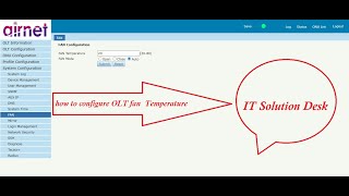 how to configure OLT Fan  Temperature | Setup OLT Fan  Temperature