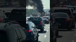 Video shows truck engulfed in flames on QEW