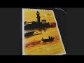 How to paint Easy sunset painting||Relaxing yellow💛 aesthetic sunset||painting for beginners