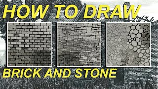 How to Draw Brick and Stone, Drawing Brick, Drawing Stone. Easy to Follow