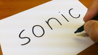 How to turn words SONIC（SEGA） into a Cartoon -  Drawing doodle art on paper