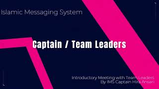 IMS Team Leaders Training Session by Captain Hira Ansari