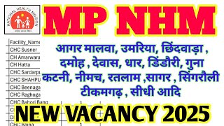 MP NHM NEW RECRUITMENT 2025 | मध्य प्रदेश | स्वास्थ्य विभाग भर्ती | MP NHM VACANCY 2025 |MP JOB 2025