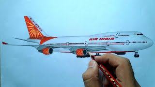Drawing an AIR INDIA airplane 🇮🇳🇮🇳 || Stylish "Boeing 747" || Akshay's Rail World