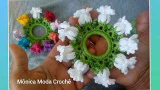 Xuxinhas de crochê botões de rosa  - Crochet scrunchie