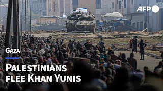 Palestinians flee Khan Yunis in southern Gaza as Israeli tanks advance | AFP