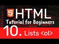 HTML Tutorial for beginners - Ordered lists - the ol tag