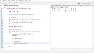 Java 28 : Using printf with [flags] and [width] specifiers to display the alphabet(A-Z) neatly